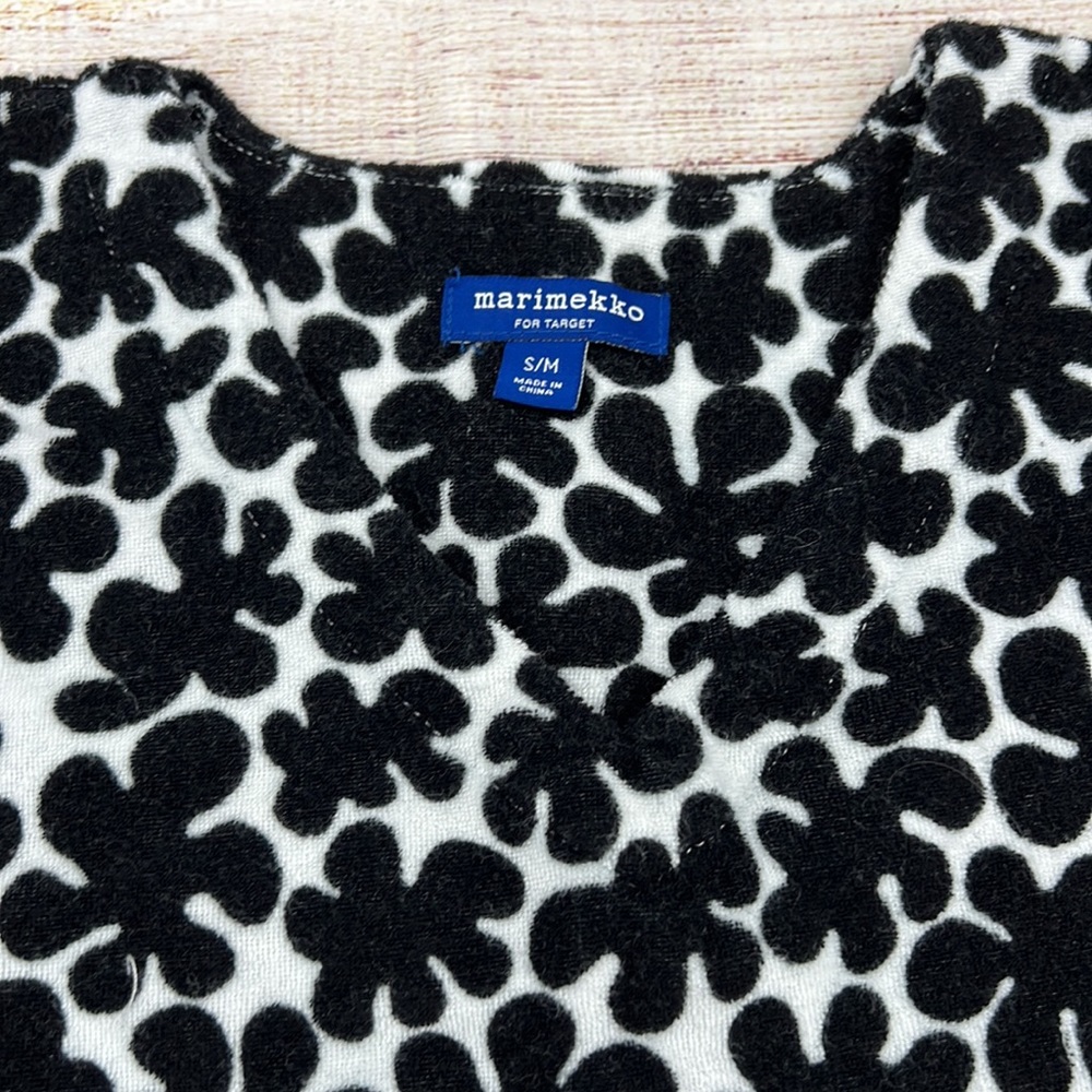 Marimekko Girls Terry Black and White Swim Coverup Poncho Size S/M - Picture 3 of 6